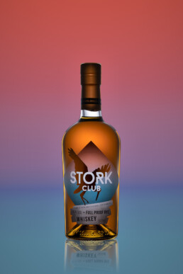 productphotography of stork club full proof rye whiskey