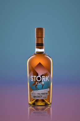 productphotography of stork club full proof rye whiskey